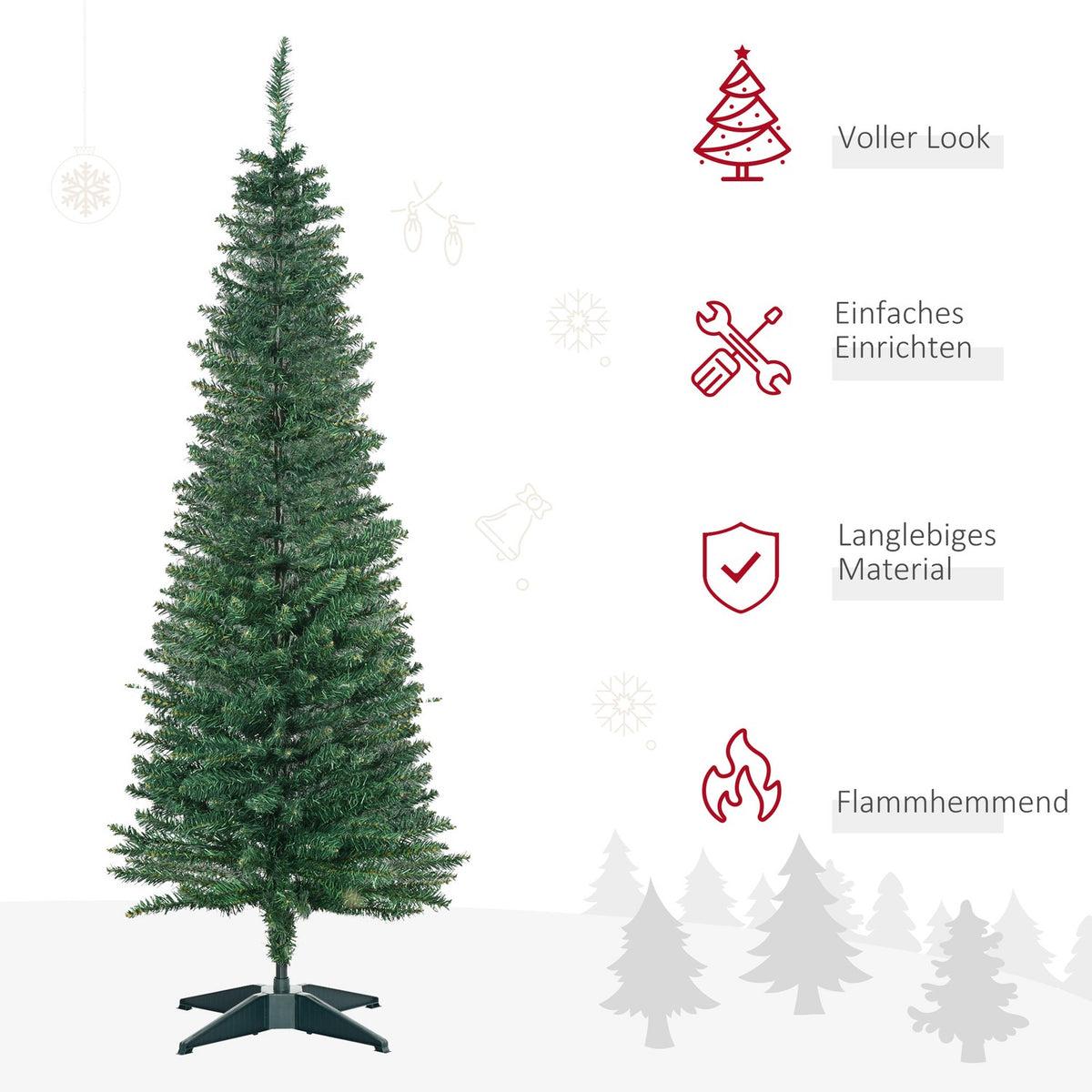 Christmas tree 1.5 m artificial fir tree with stand, can be dismantled, 294 branches, PVC green Ø46 cm for festive decoration