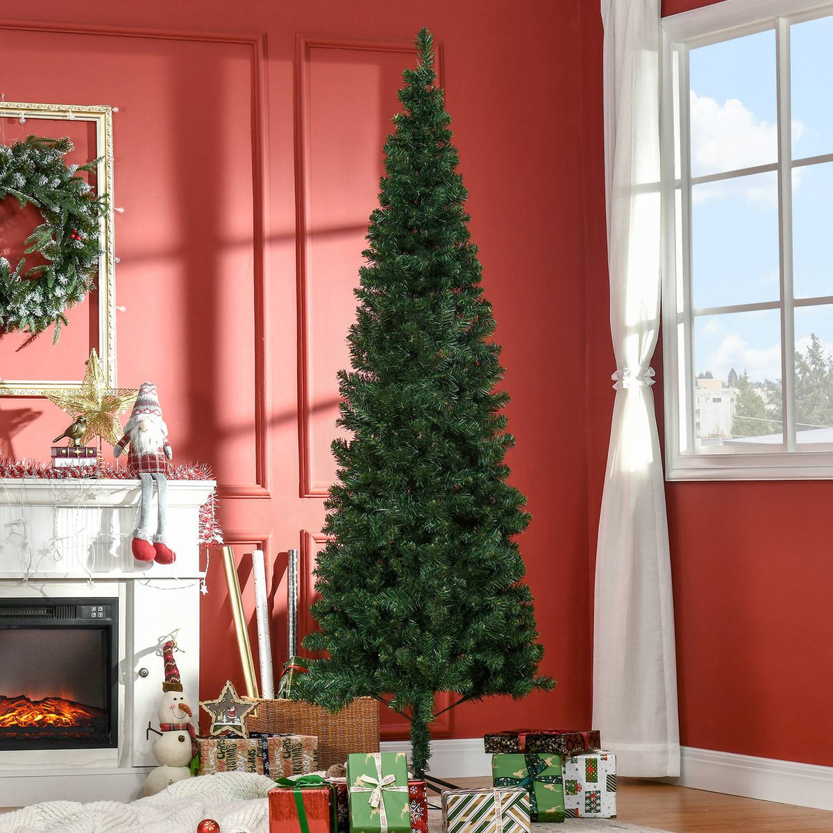 Christmas tree 2.1 m Christmas tree with stand artificial fir 631 branches can be dismantled PVC green Ø81 x 210 cm