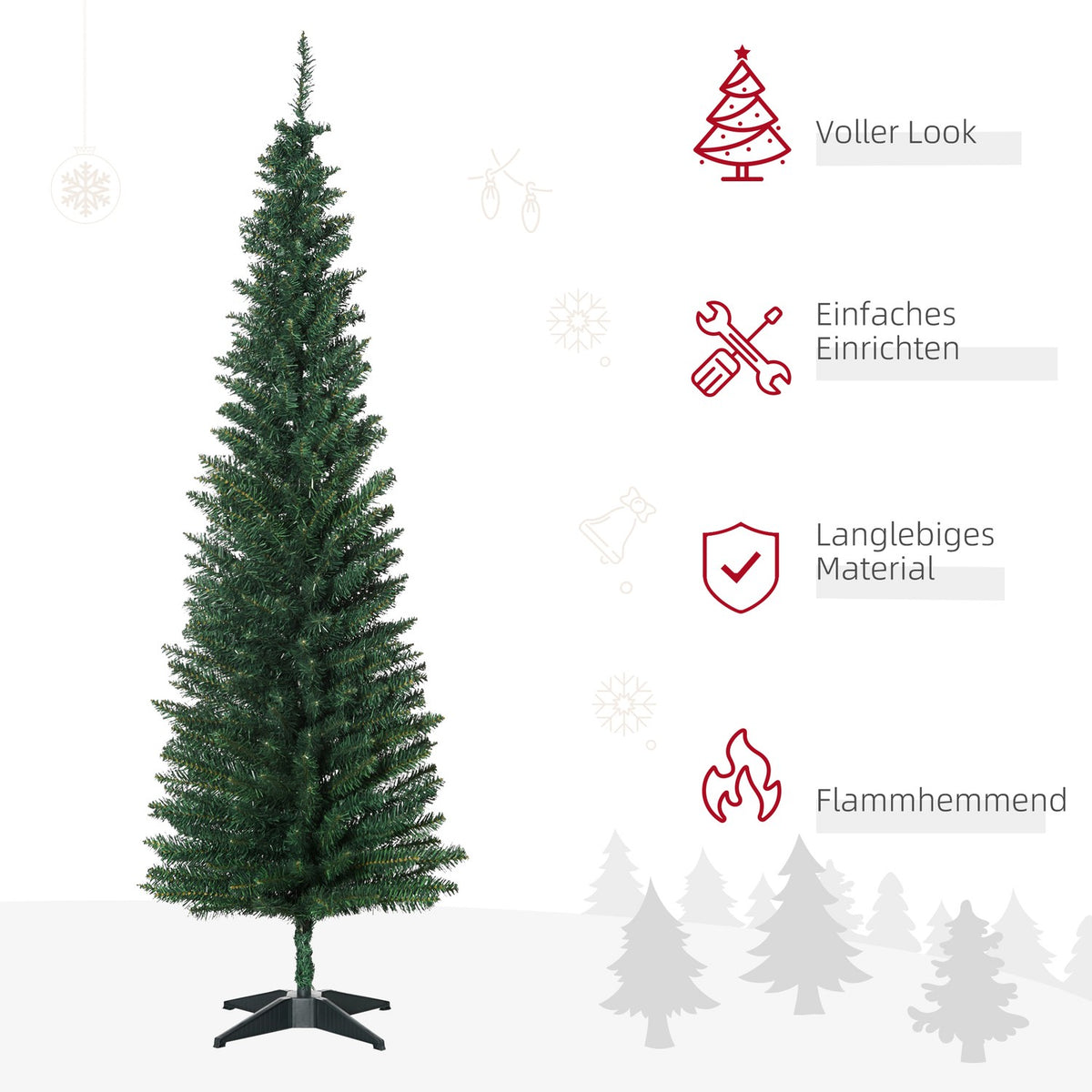 Christmas tree 390 tips green Ø 55 x H180 cm with sturdy plastic stand for festive decoration