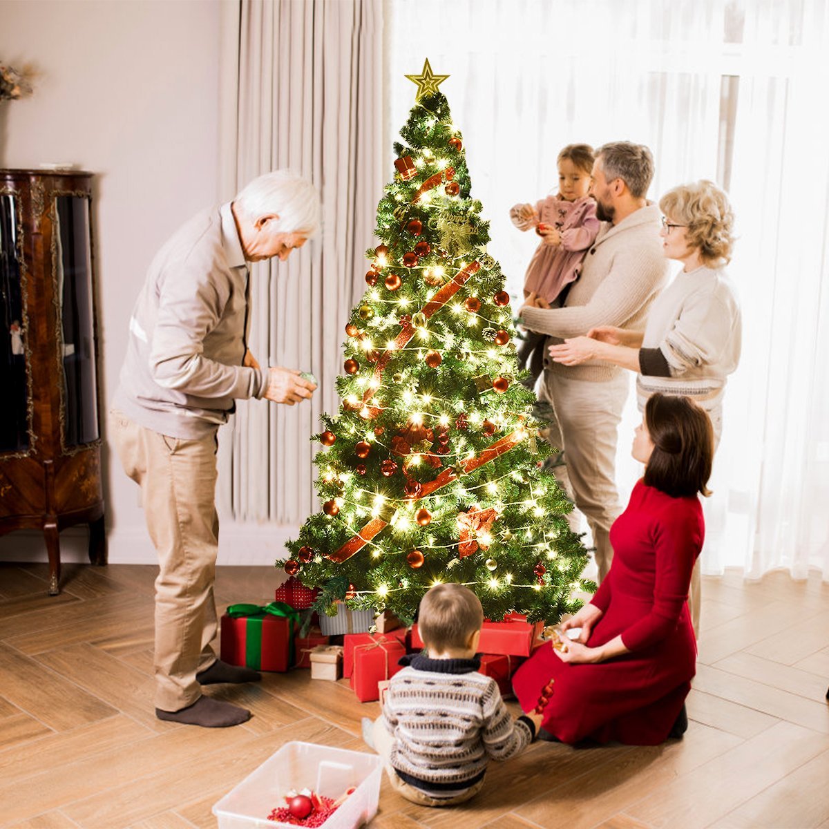 Christmas tree artificial Christmas tree with metal stand 150-240 cm green-210 cm