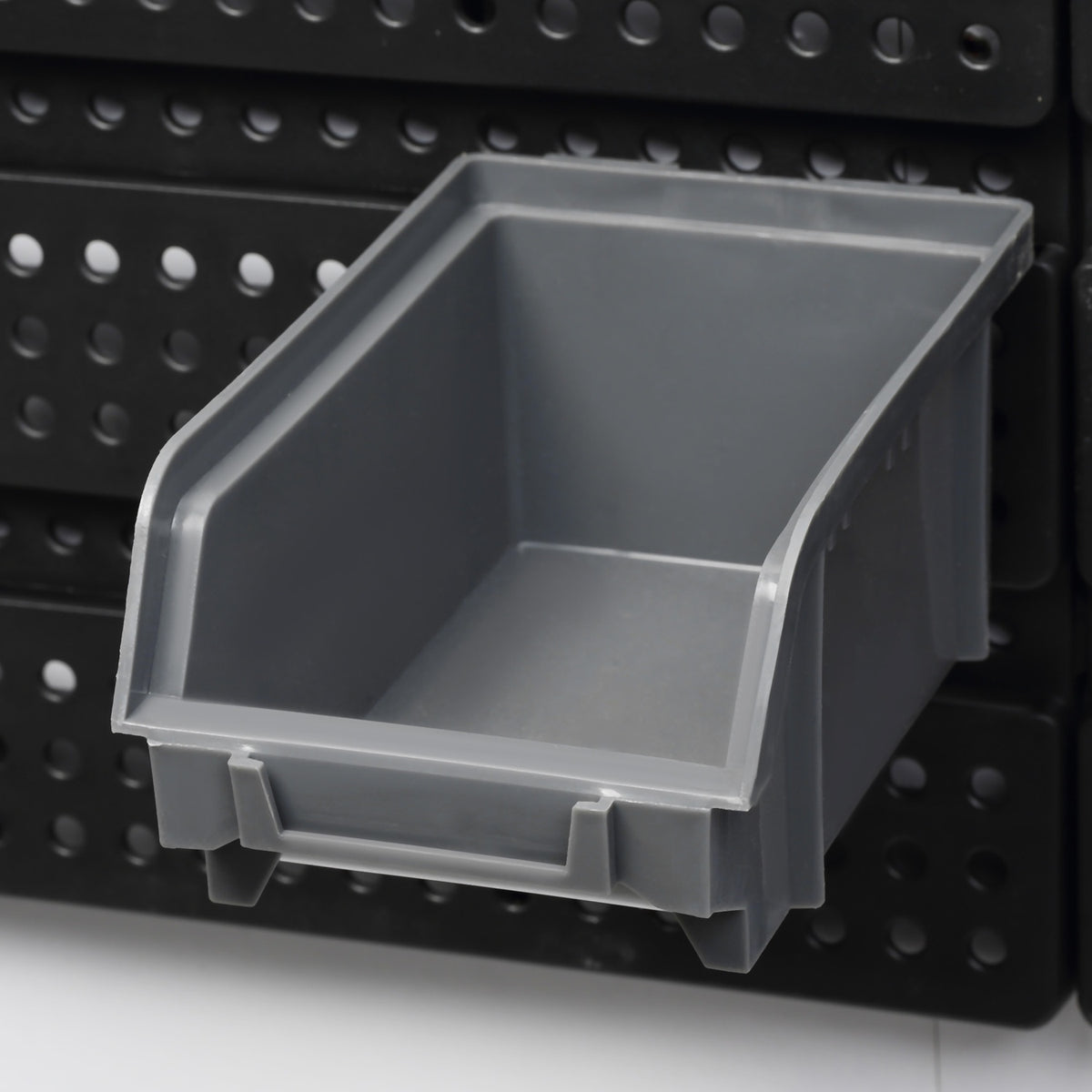 Chute shelf, 63 x 18 x 37.5 cm, 30 boxes in 2 sizes, with 2 perforated plates, enough space, for garage workshop, plastic, blue