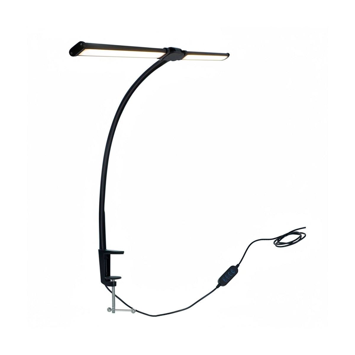Clamp-On LED Desk Lamp, 61cm Dual Head USB Dimmable