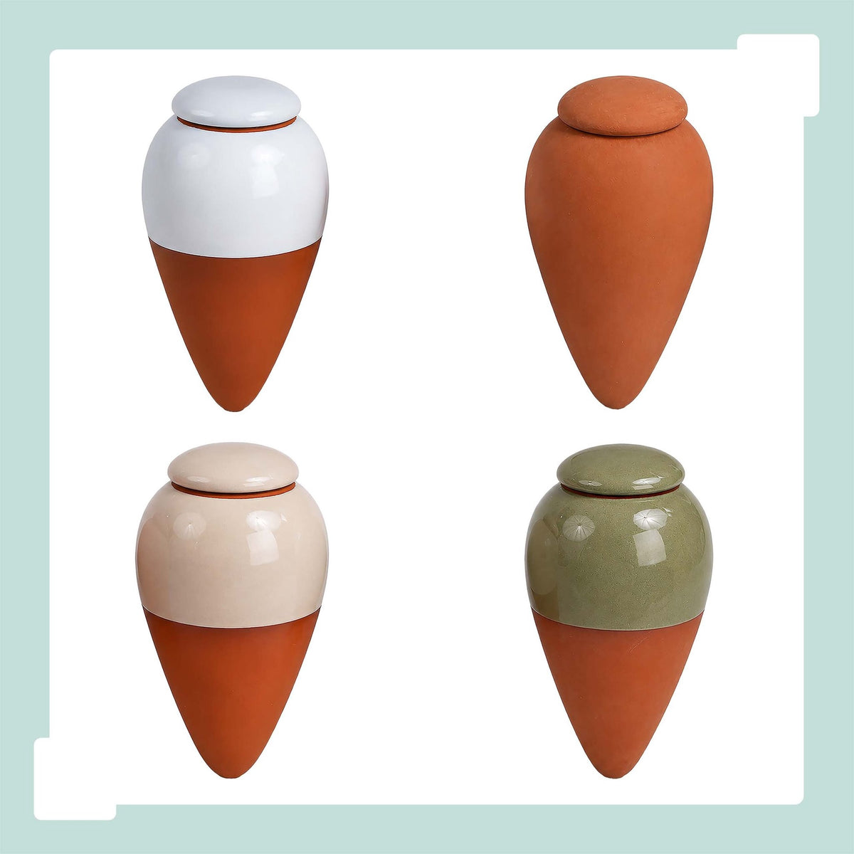 Clay Watering Cones with Lids, 350ml, 2-Pack, Sage