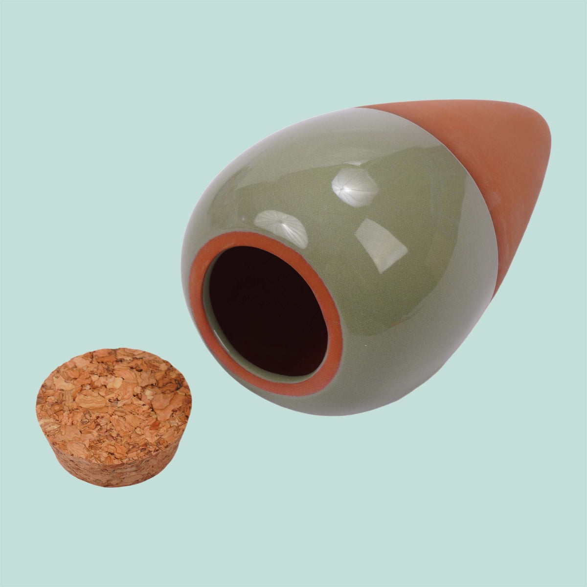 Clay Watering Cones with Lids, 350ml, Sage, 2-Pack