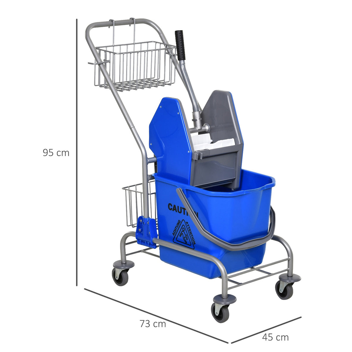 Cleaning trolley household trolley professional baking press bucket 26 L + storage basket blue 73L x 45W x 95H cm