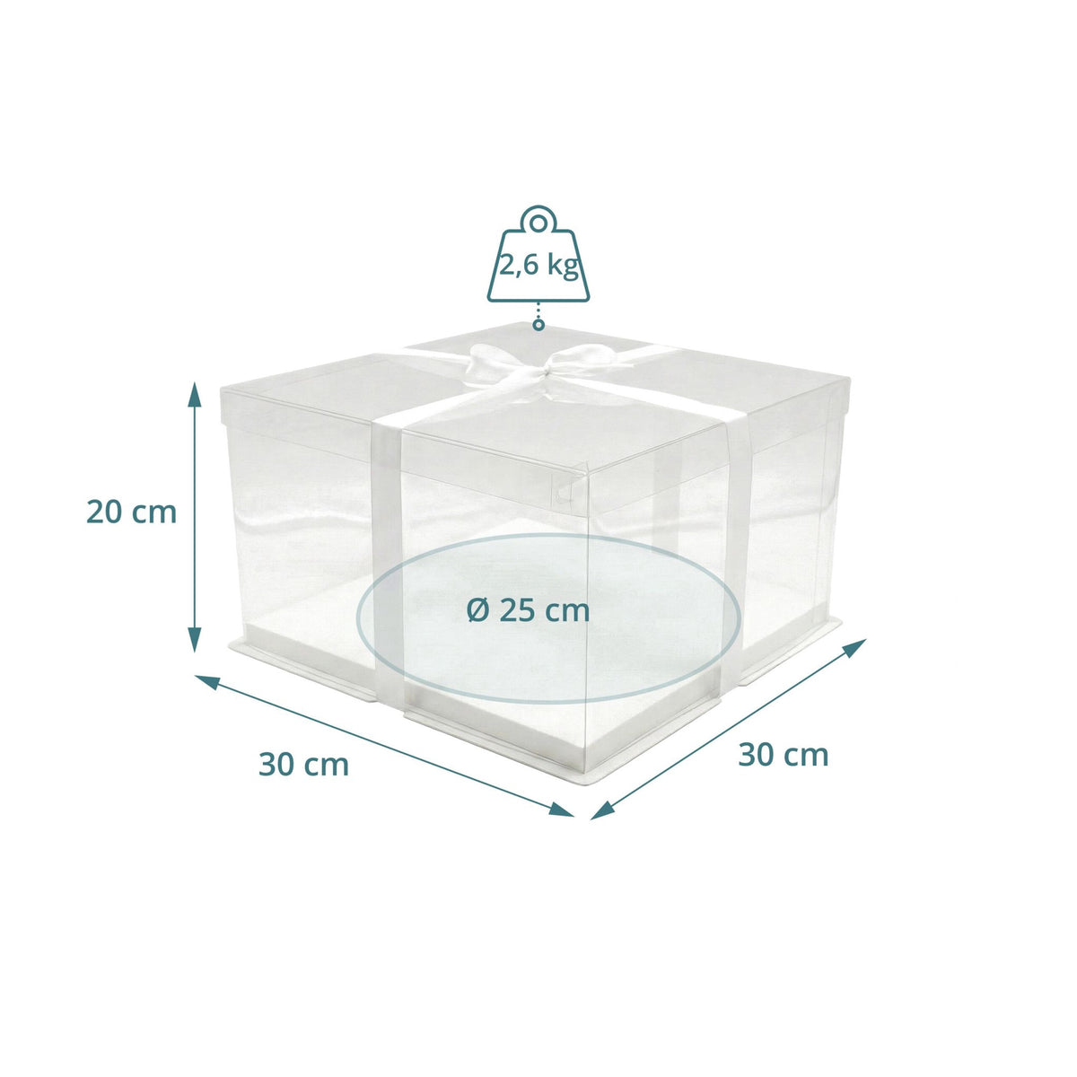 Clear Cake Boxes, Set Of 2 With Lids And Satin Ribbon