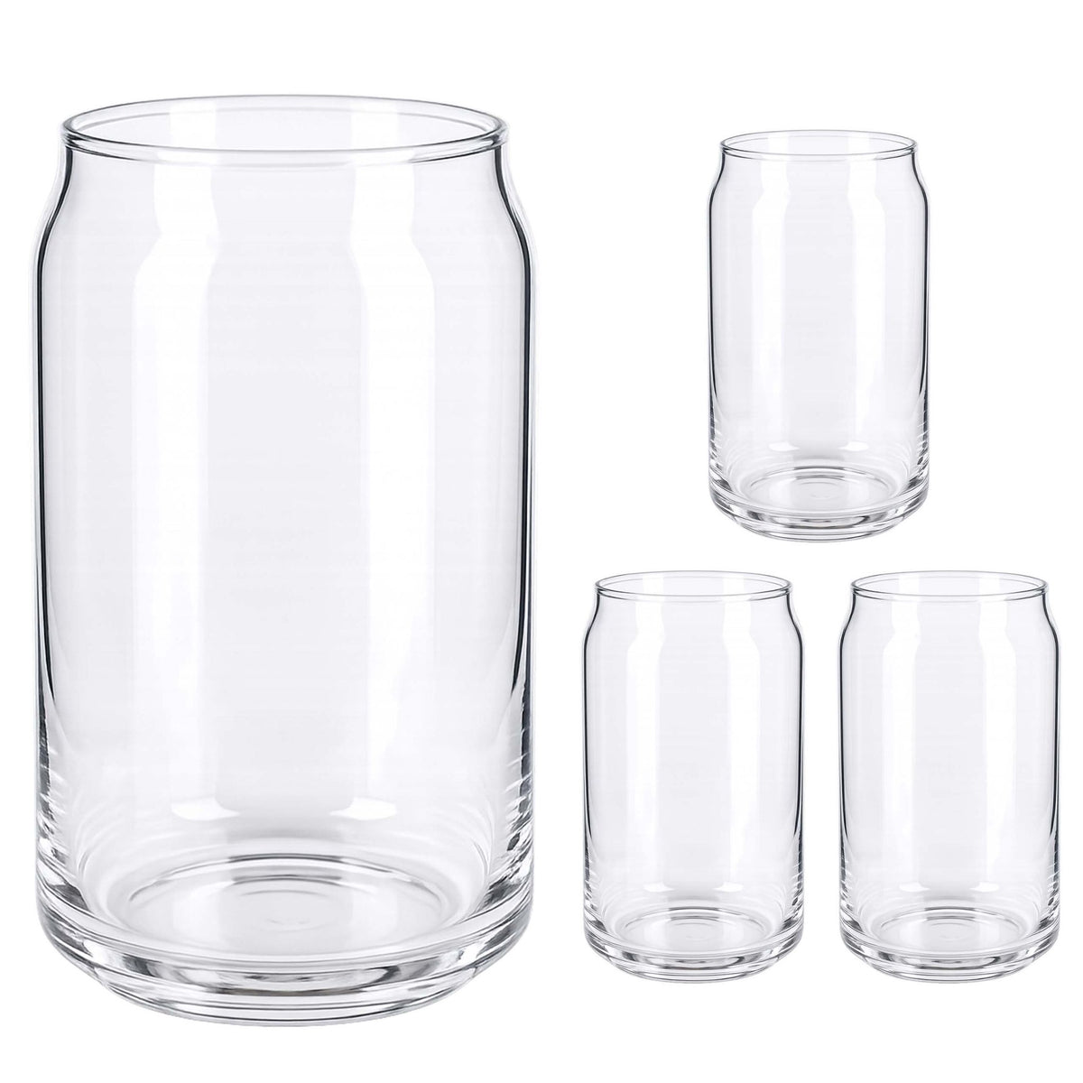 Clear Can-Shaped Long Drink Glasses, Set of 4