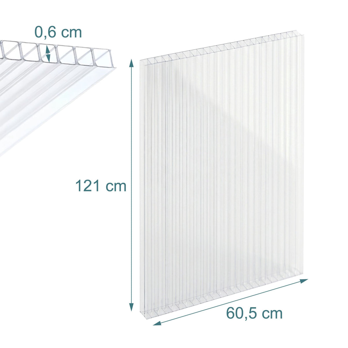 Clear Polycarbonate Multi-Wall Sheets, 6mm, 10-Pack