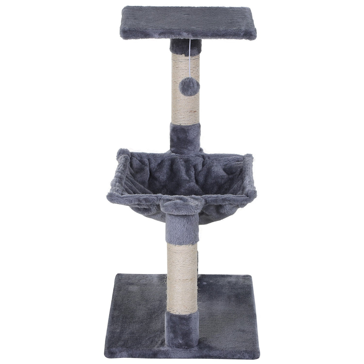 Climbing Tree Gray Cat Tree Scratching Post With Sisal Column & Plush Hammock, 50X36X70Cm