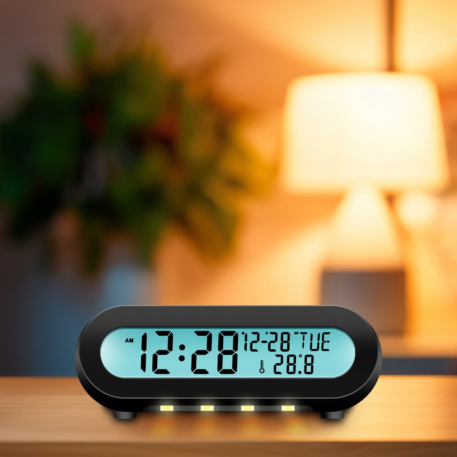 Clock Radio Temp/Humidity USB-C/Battery Operation Black