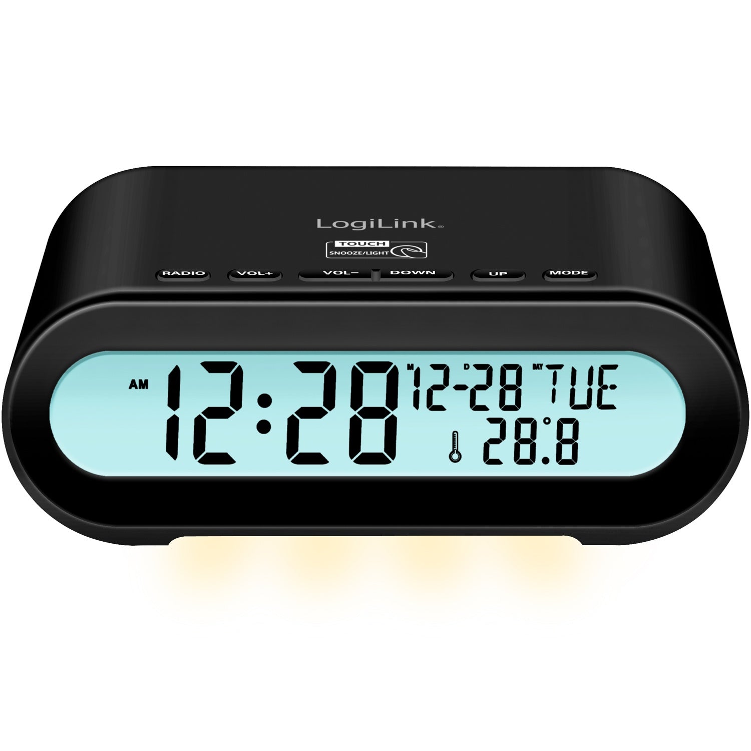 Clock Radio Temp/Humidity USB-C/Battery Operation Black