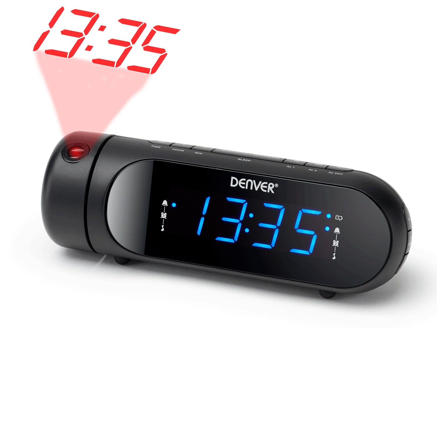 Clock radio with projection Double alarm Black