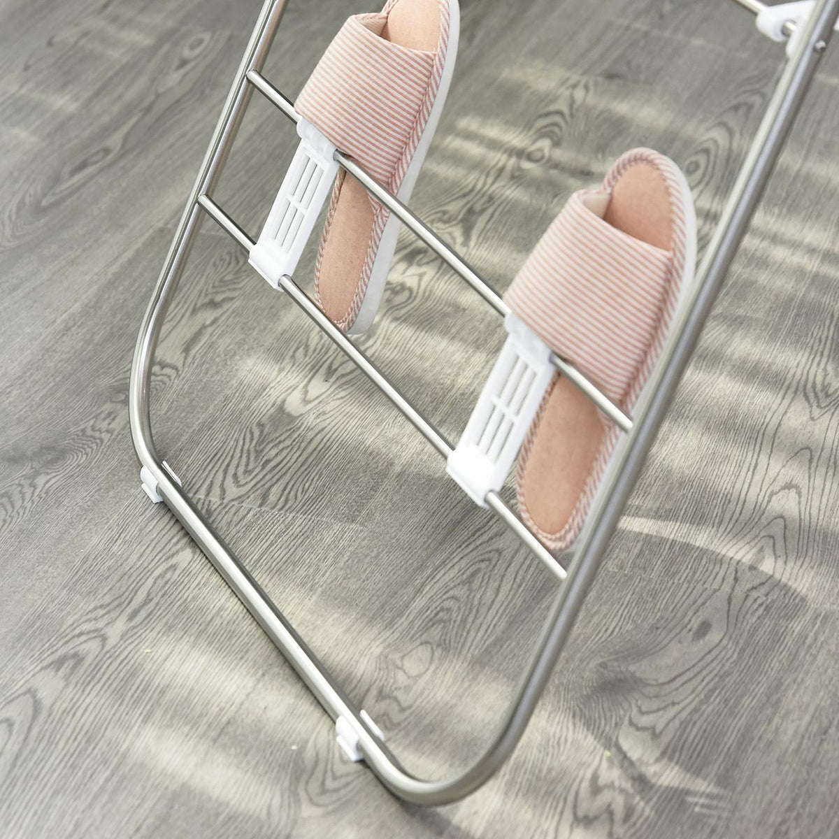 Clothes Airer Foldable Portable Wing Dryer Telescopic Rods Stainless Steel Plastic Silver + White 146X60.5X98Cm