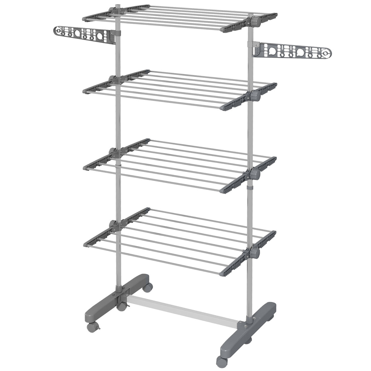 Clothes Airer With Wheels, Clothes Dryer Tower, Stand Dryer With Folding Wing, Laundry Tower For Indoor, Outdoor, Steel
