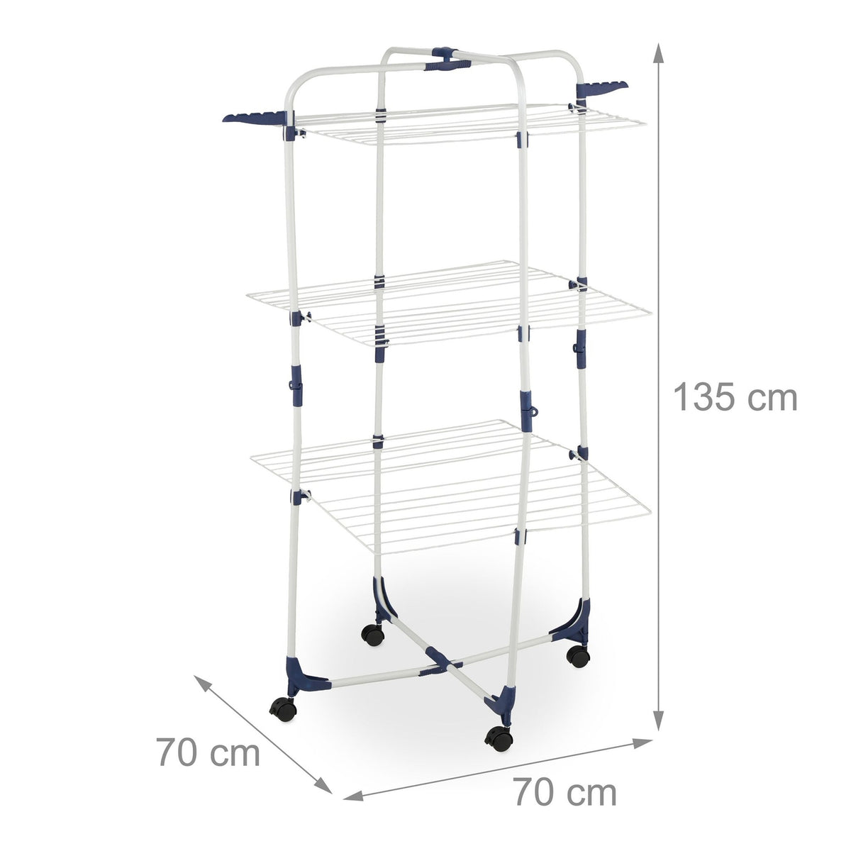Clothes Airer on Wheels, 3 Tiers, Foldable, Space-Saving