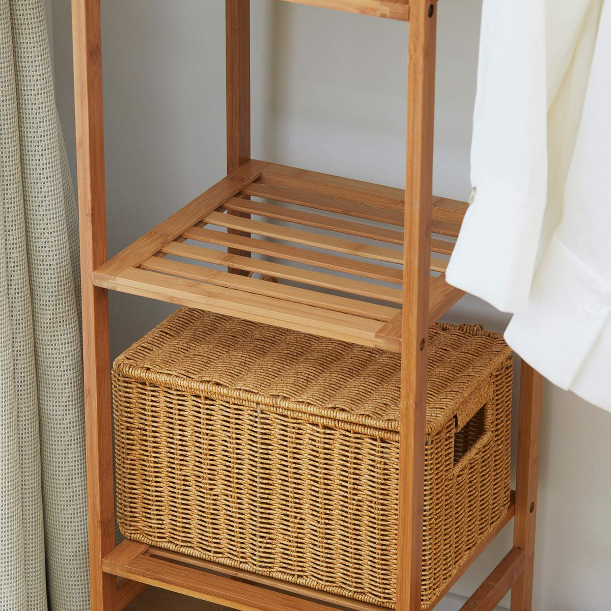 Clothes Rack Coat Rack with Clothes Rail, Shoe Rack, Shelf, Bamboo Coat Rack for Bedroom, Exhibition, Laundry Room, Laundry Room, Natural Wood |