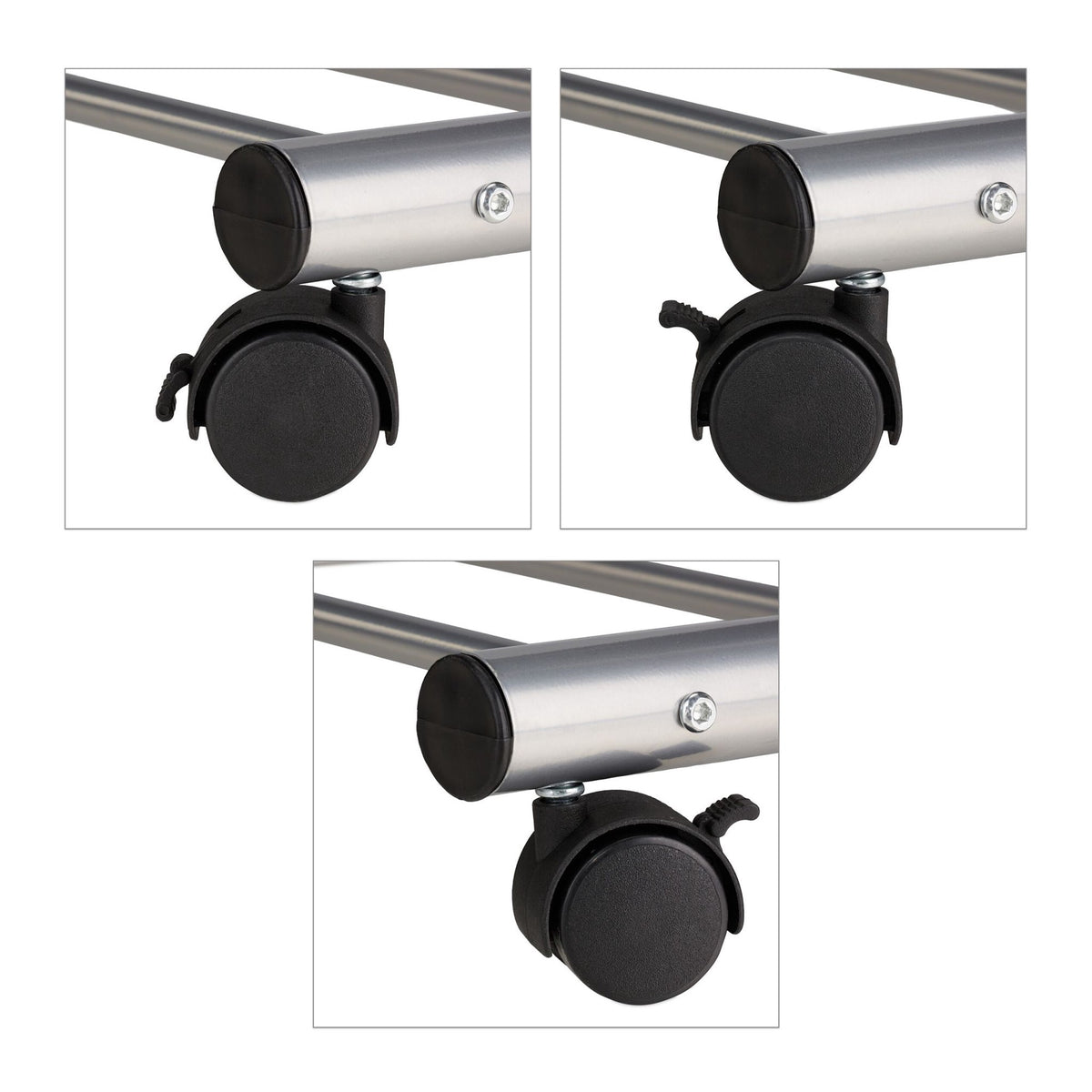 Clothes hanger in silver with wheels