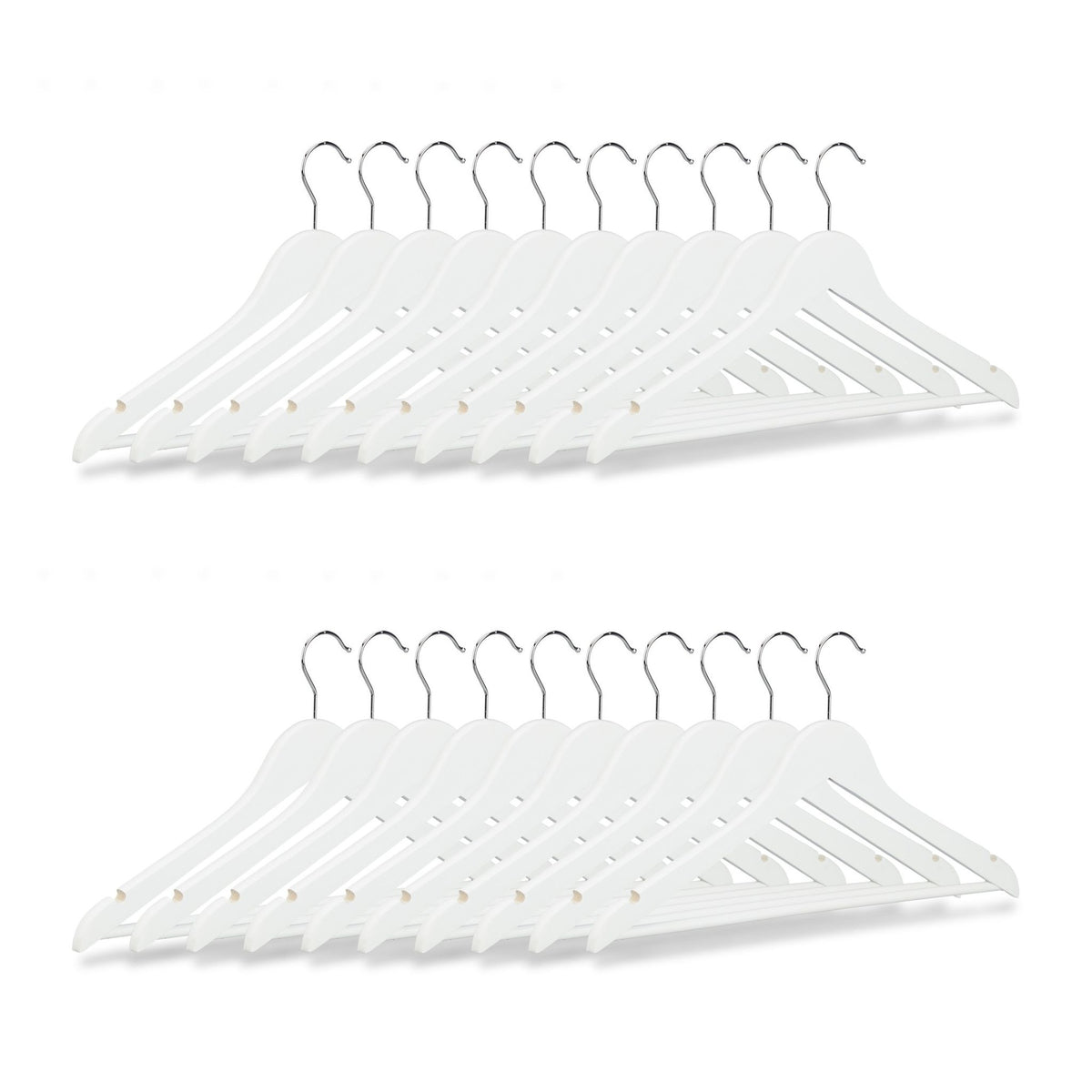Clothes hangers with trouser bar, set of 20