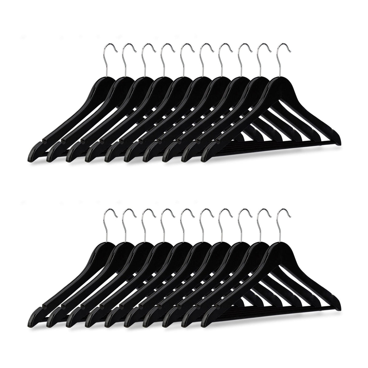 Clothes hangers with trouser bar, set of 20