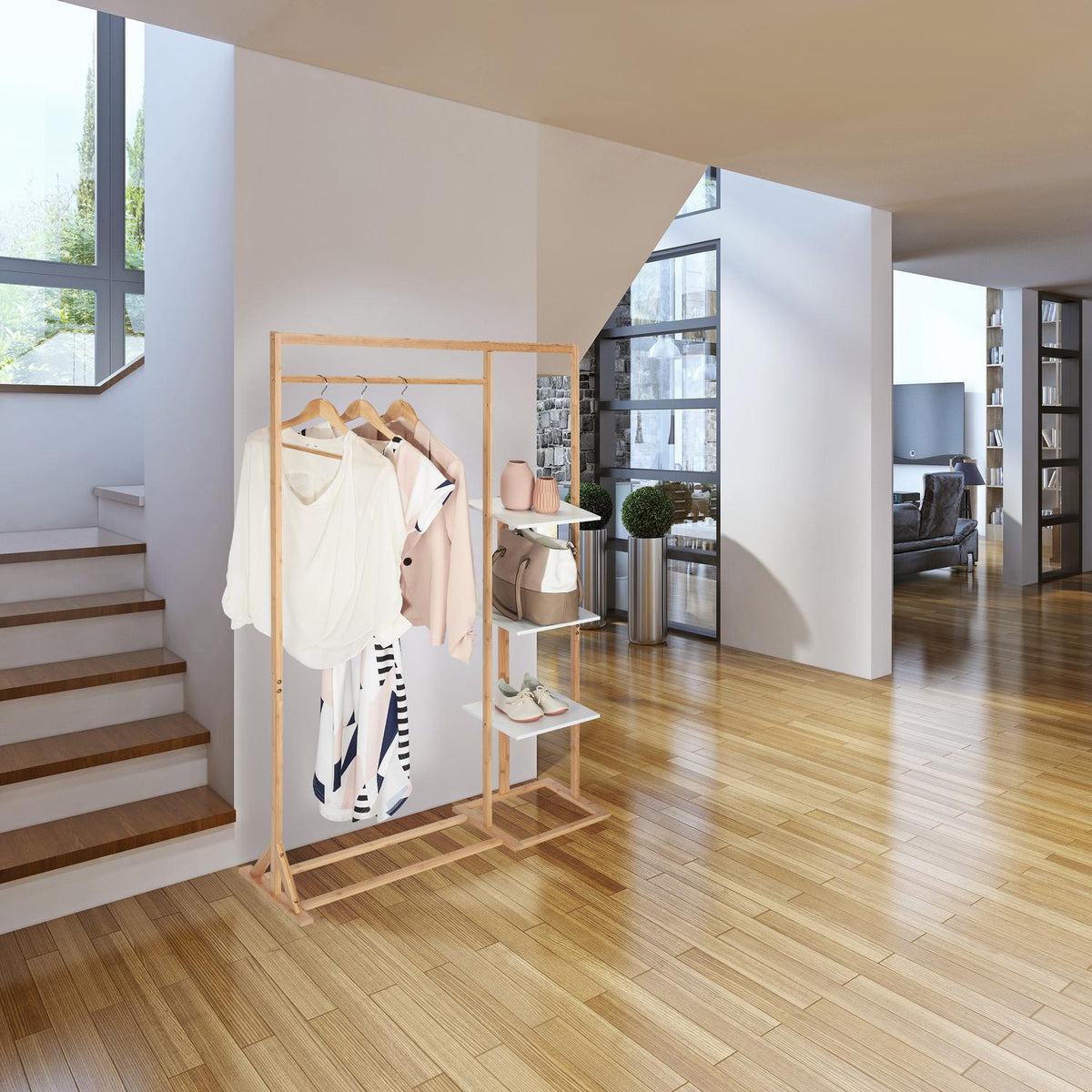 Clothes hanger with shelf