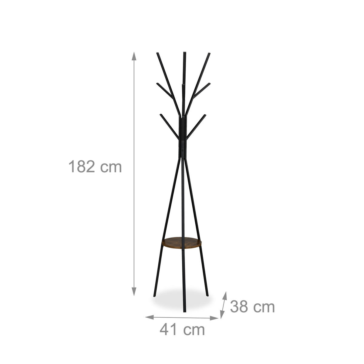 Coat Stand with Shelf, 6 Hooks, Tree Design