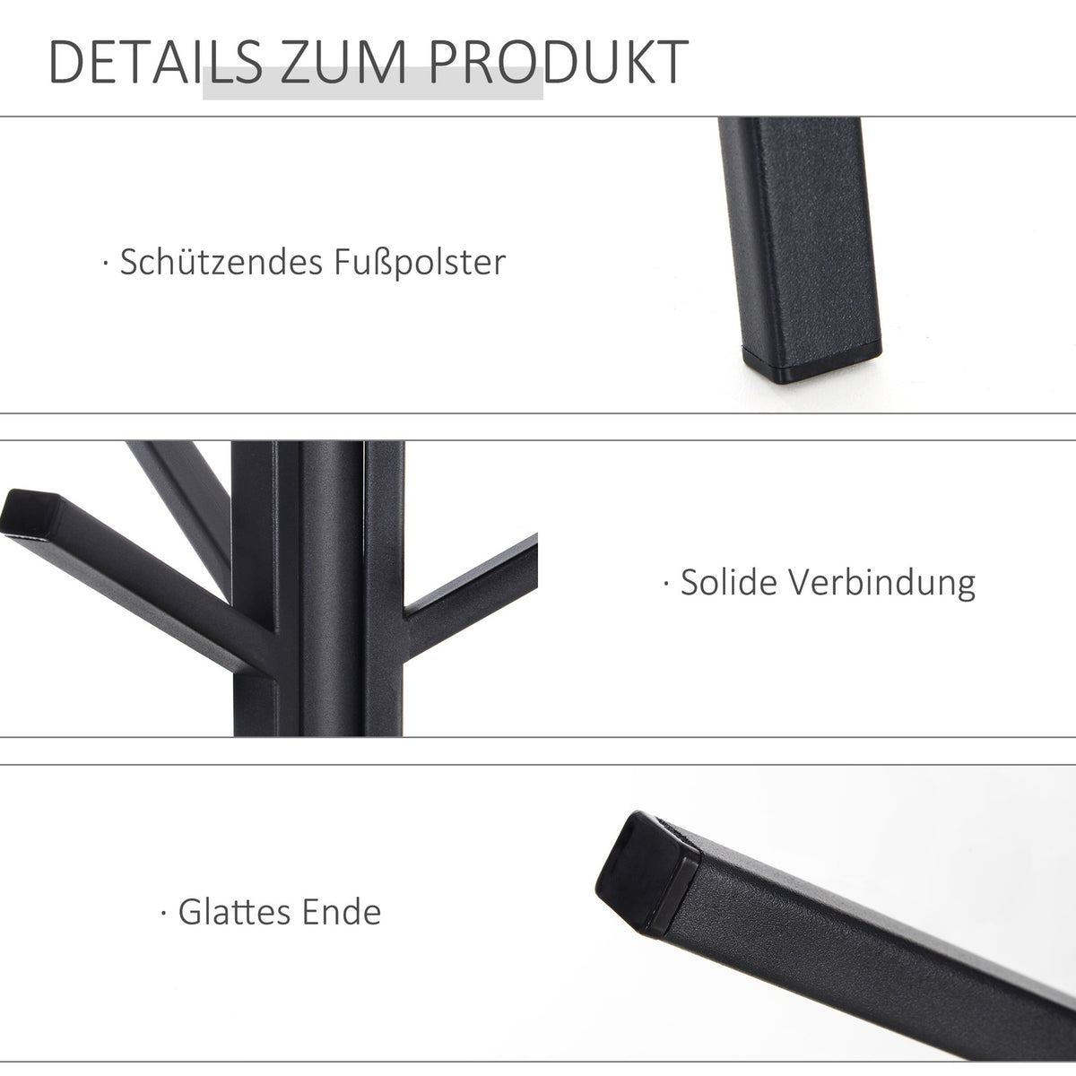Coat rack with 8 hooks and shelf, standing coat rack for clothes, hats, bags, metal, brown, 45x45x180cm