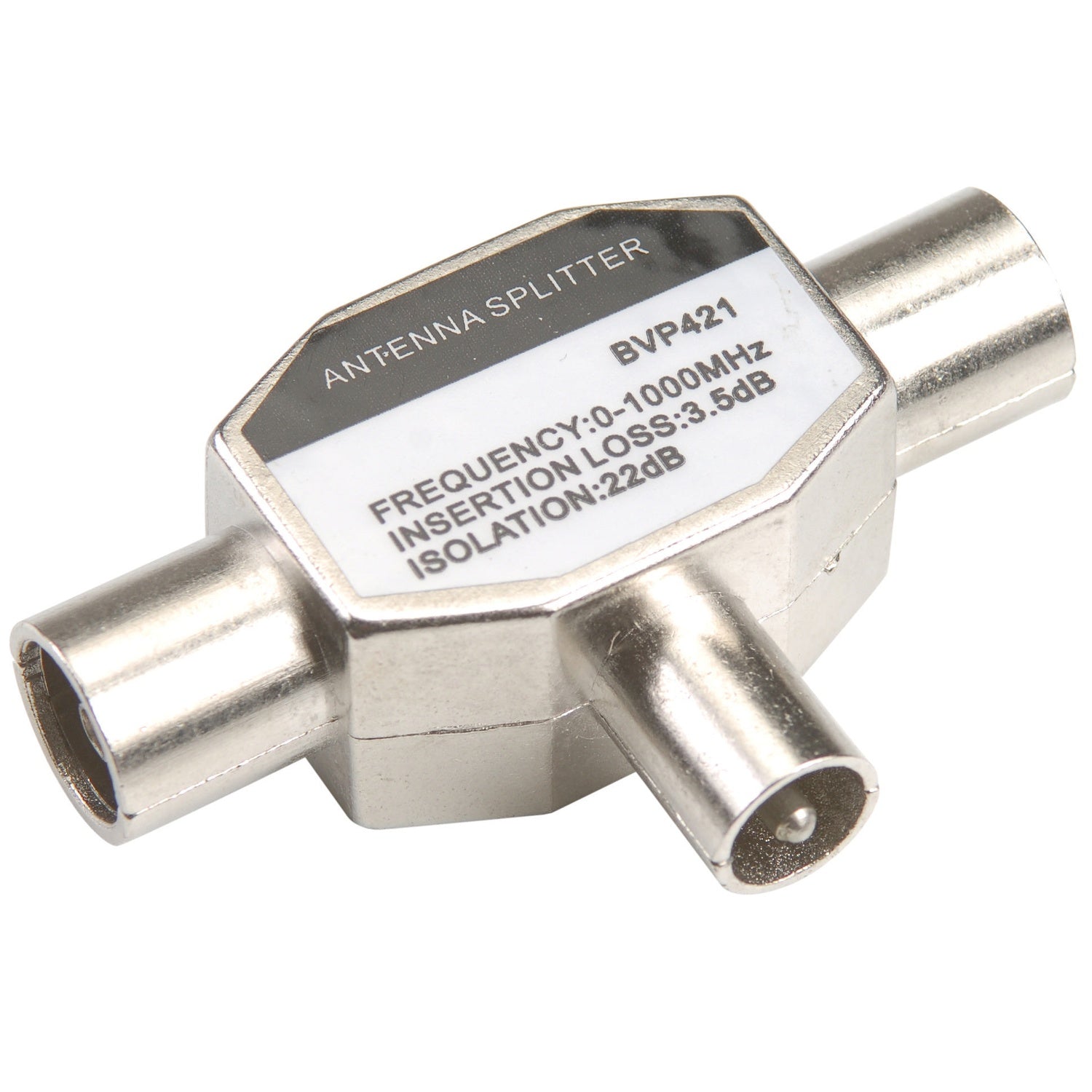 Coax Adapter Coax Male - 2x Coax Female Silver