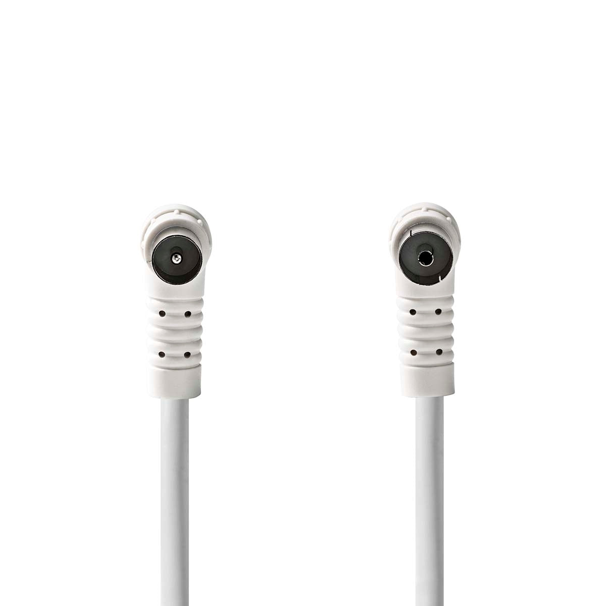 Coax Cable | IEC (Coax) Male | IEC (Coax) Female | Nickel Plated | 120 dB | 75 Ohm | Quad Shielded | 5.00 m | Round | PVC | White | Label