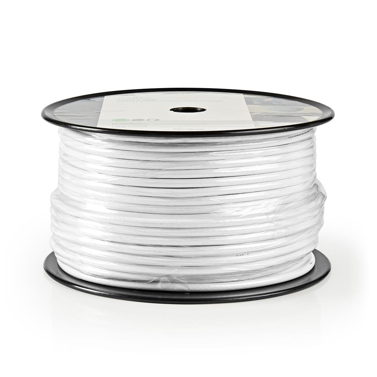 Coax Cable On Reel | 4G / LTE secure | 75 Ohm | Triple Shielded | ECA | 100.0 m | Coax | PVC | White | Reel