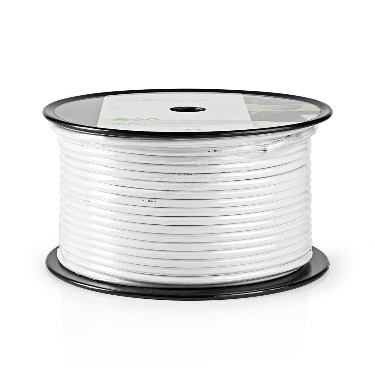 Coax Cable On Reel | Coax 12 | 75 Ohm | Double Shielded | ECA | 100.0 m | Coax | PVC | White | Reel
