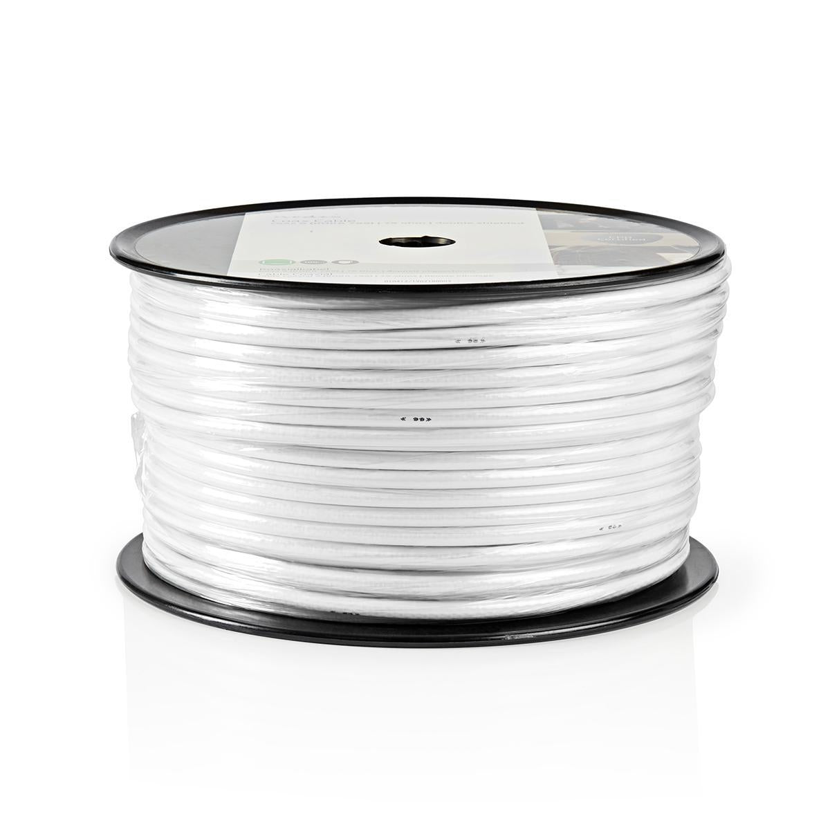 Coax Cable On Reel | RG59 | 75 Ohm | Double Shielded | ECA | 100.0 m | Coax | PVC | White | Reel