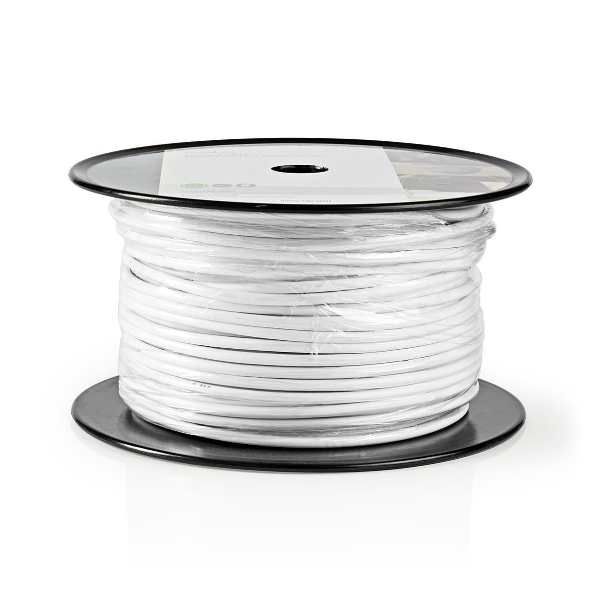 Coax Cable On Reel | RG59U | 75 Ohm | Double Shielded | ECA | 100.0 m | Coax | PVC | White | Reel