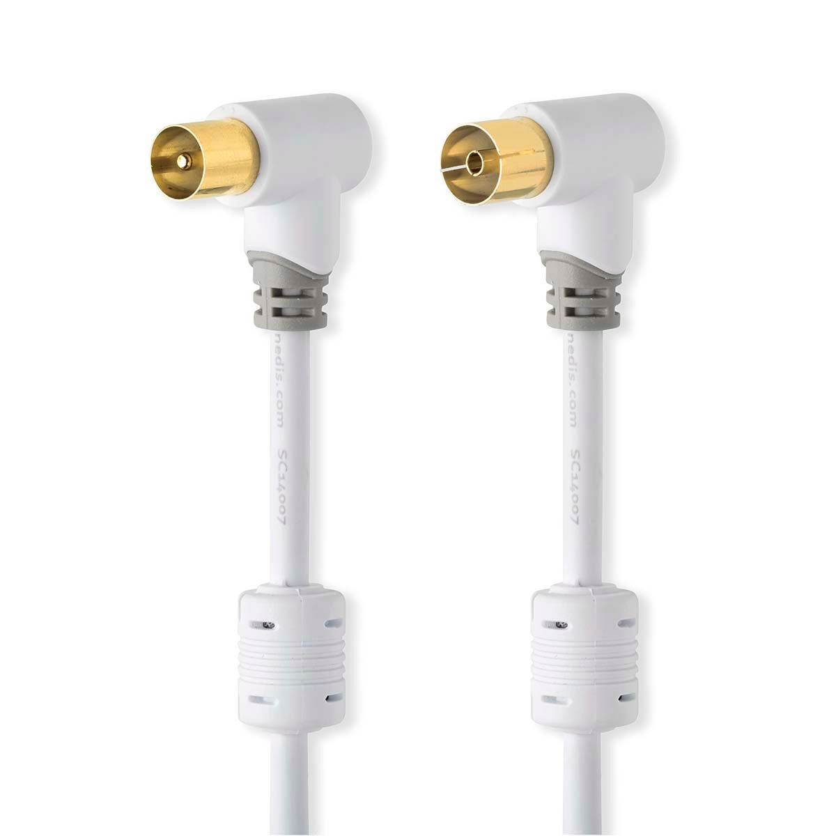 Coaxial cable | IEC (Coax) Male | IEC (Coax) Female | Gold Plated | 100dB | 75 Ohm | Double Shielded | 5.00 m | Round | PVC | White | Box