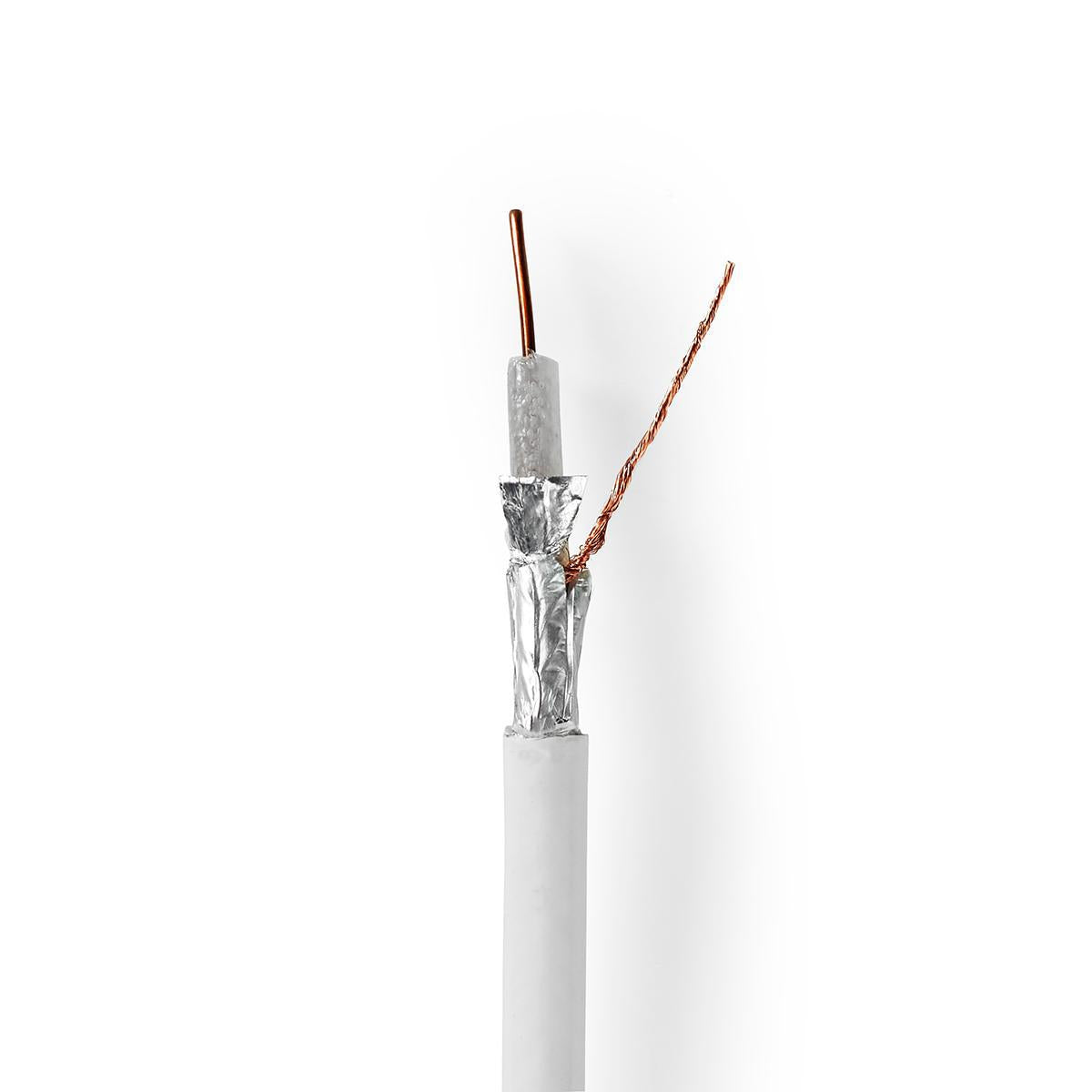 Coaxial cable on Bobin | 4G / LTE secure | 75 Ohm | Triple Protected | ECA | 10.0 m | Coax | PVC | White | Roll