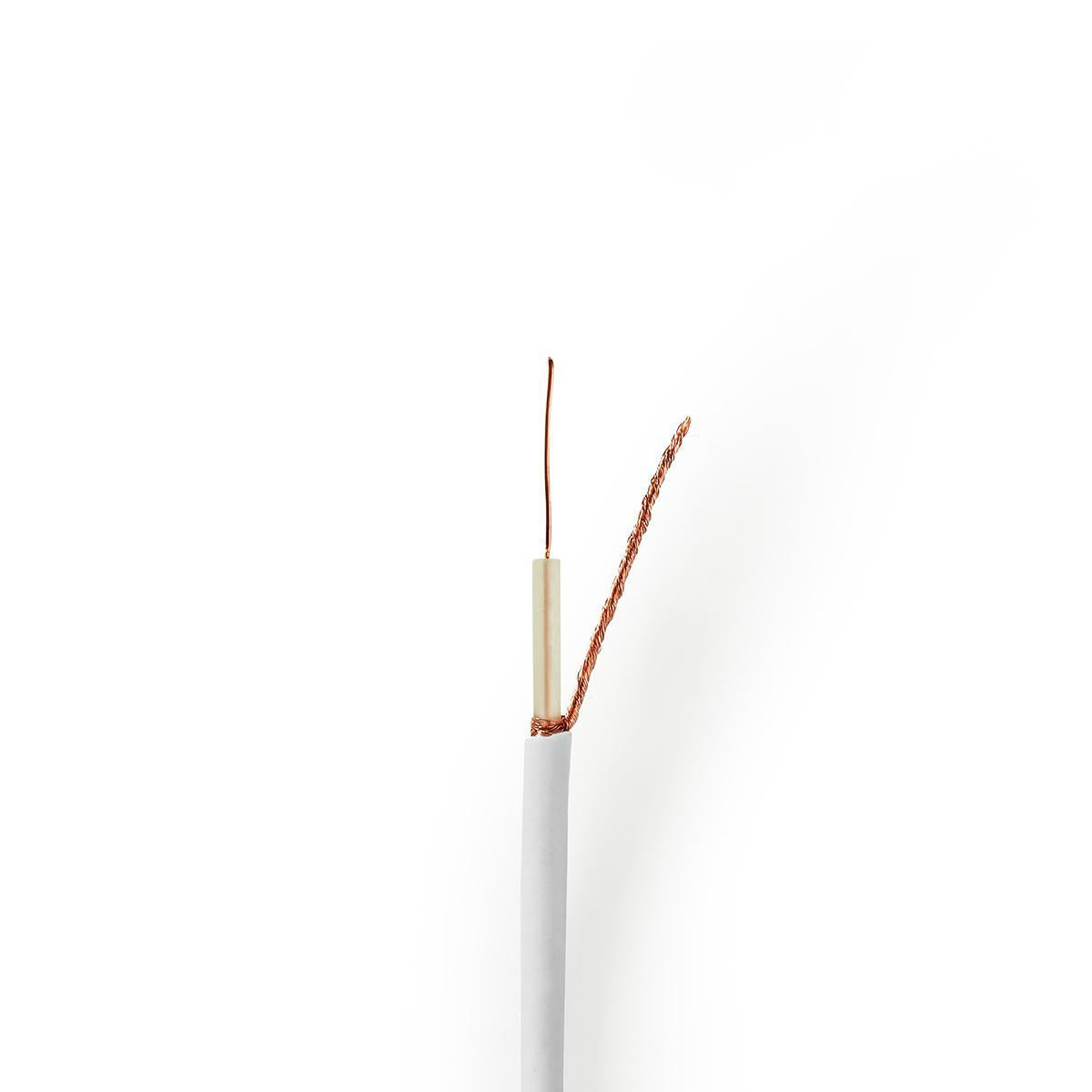 Coaxial cable on Bobin | Mini Coax | 75 Ohm | Single shell protection | ECA | 100.0 m | Coax | PVC | White | Roll