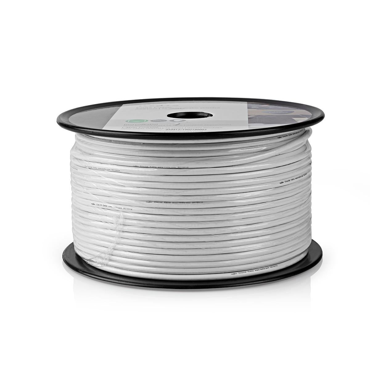 Coaxial cable on Bobin | Mini Coax | 75 Ohm | Single shell protection | ECA | 100.0 m | Coax | PVC | White | Roll