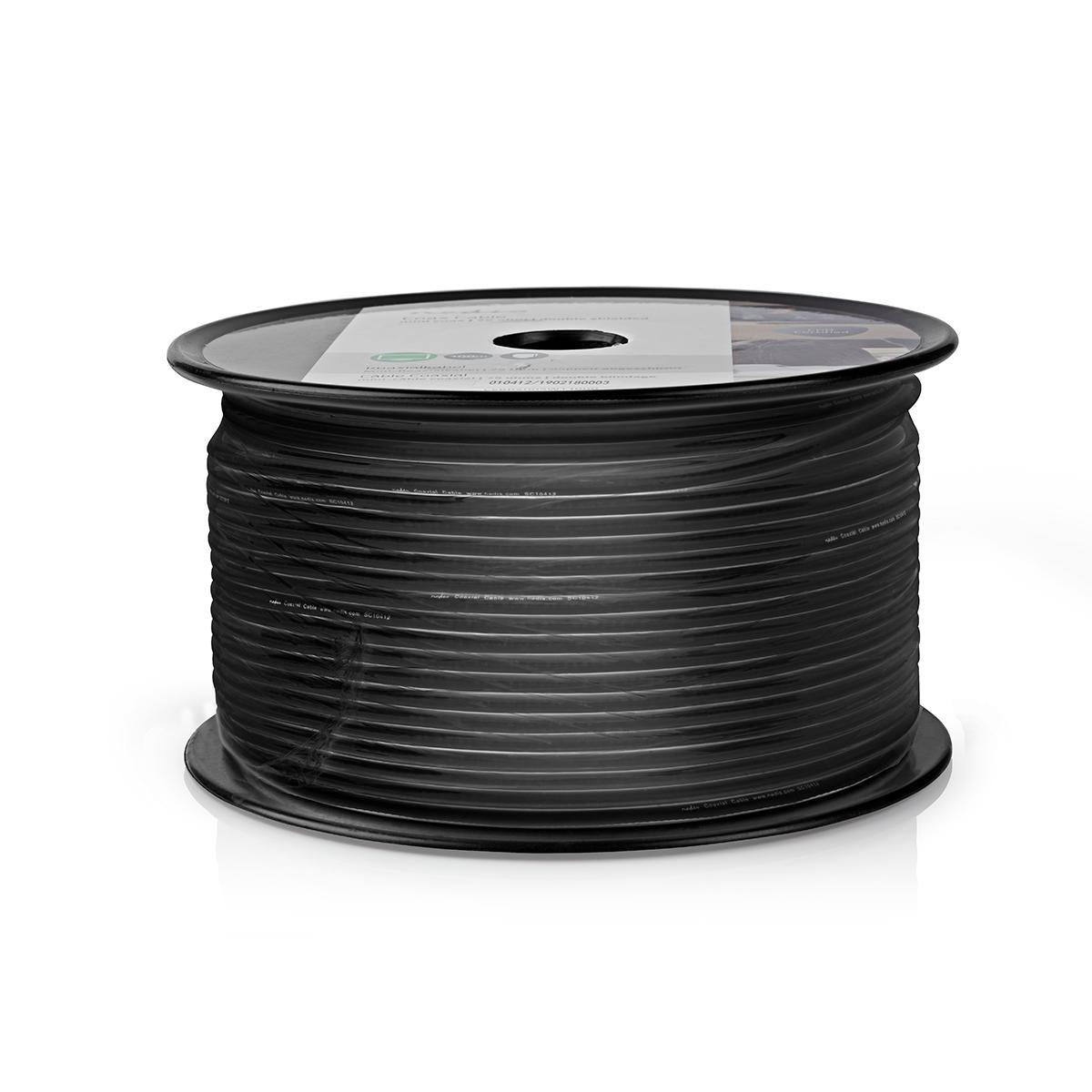 Coaxial cable on Bobin | RG174 | 50 Ohm | Single shell protection | ECA | 100.0 m | Coax | PVC | Black | Roll
