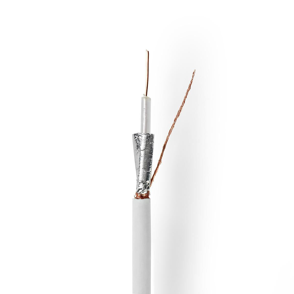 Coaxial cable on Bobin | RG59U | 75 Ohm | Double Shielded | ECA | 10.0 m | Coax | PVC | White | Roll