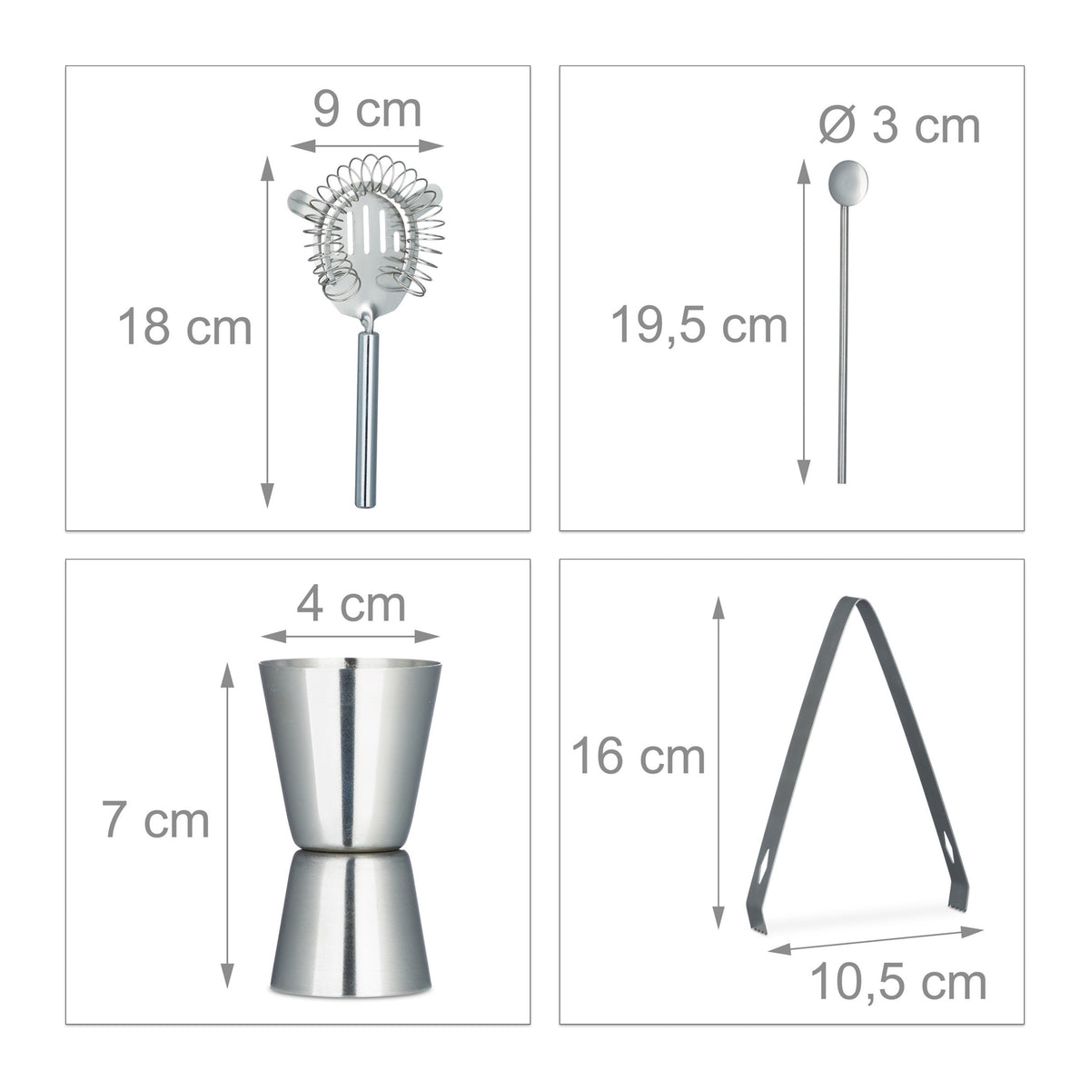 Cocktail set stainless steel 5 parts