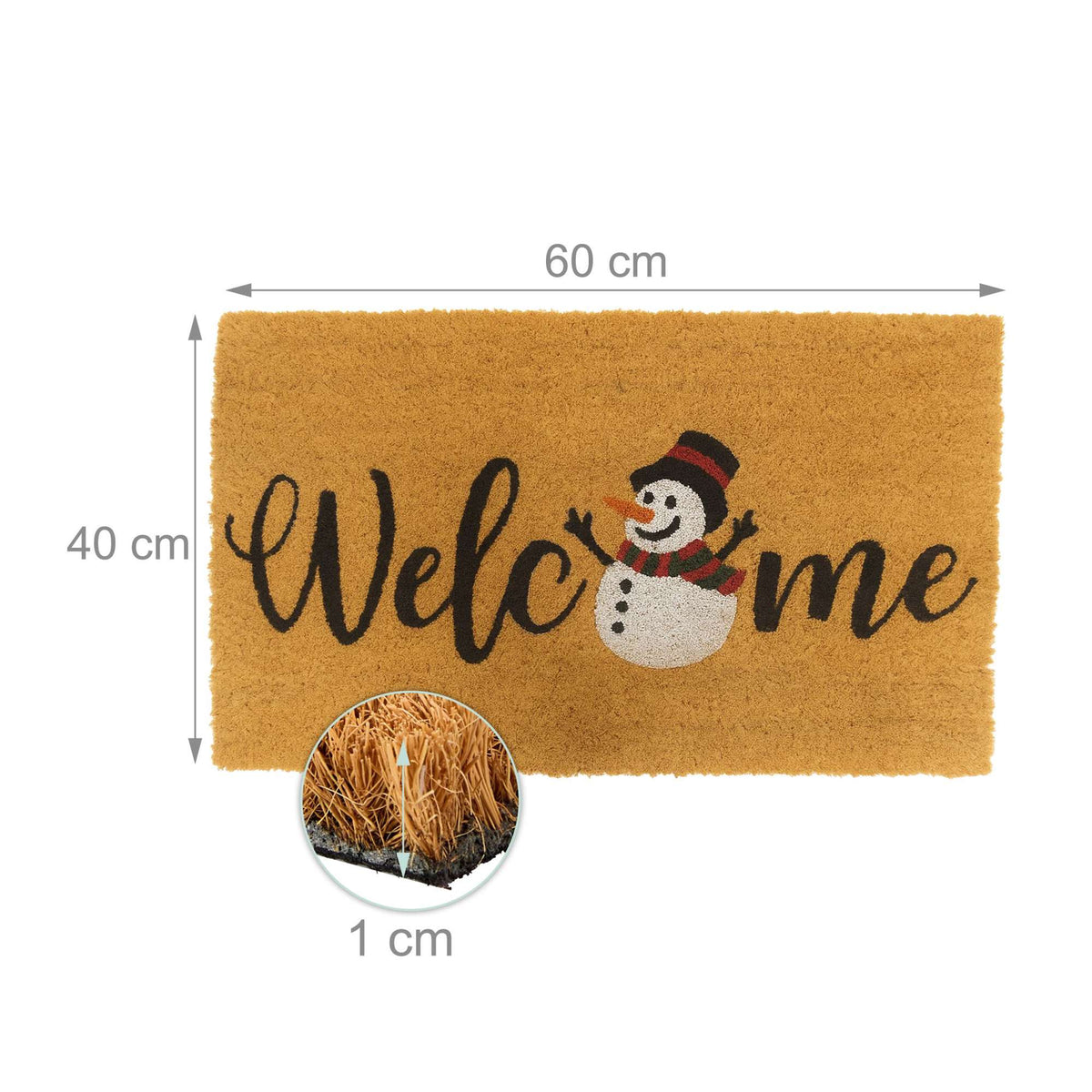 Coconut Doormat 60x40 cm – Winter Print, Non-Slip