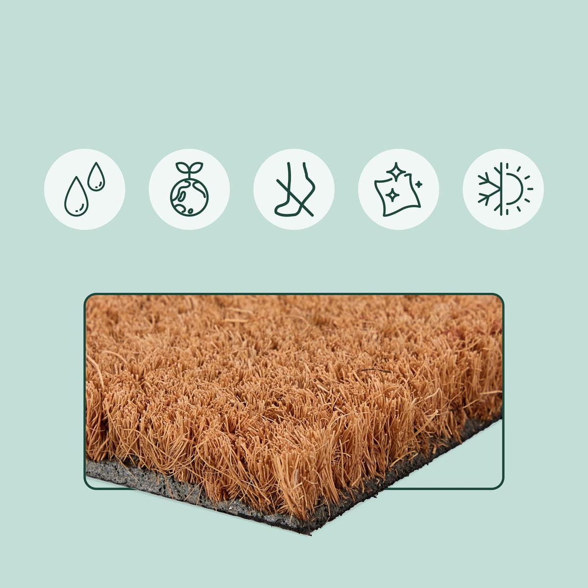 Coconut Doormat Welcome Mat 80x50 cm – Non-Slip, Durable