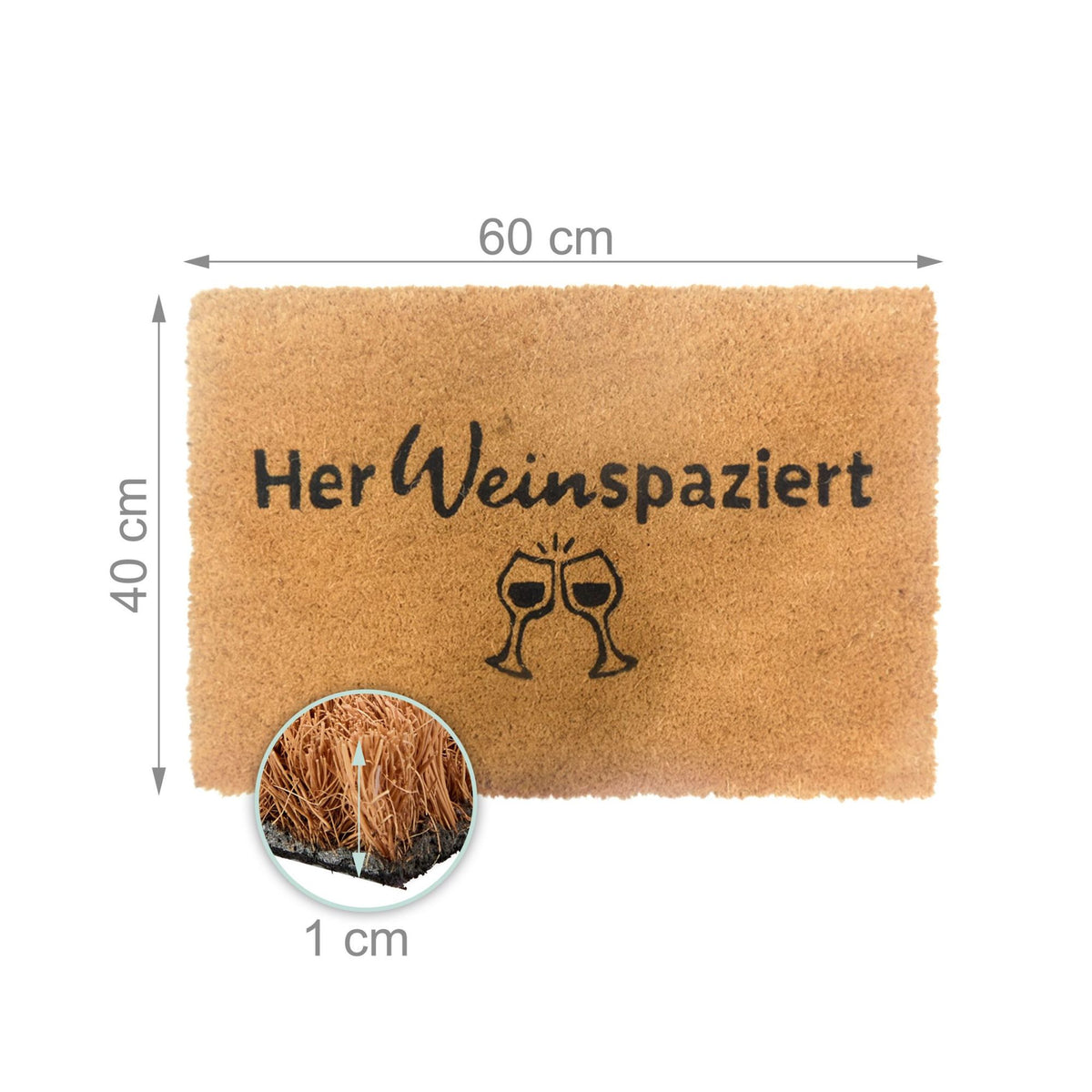 Coconut Doormat with Humorous Saying, 60 x 40 cm