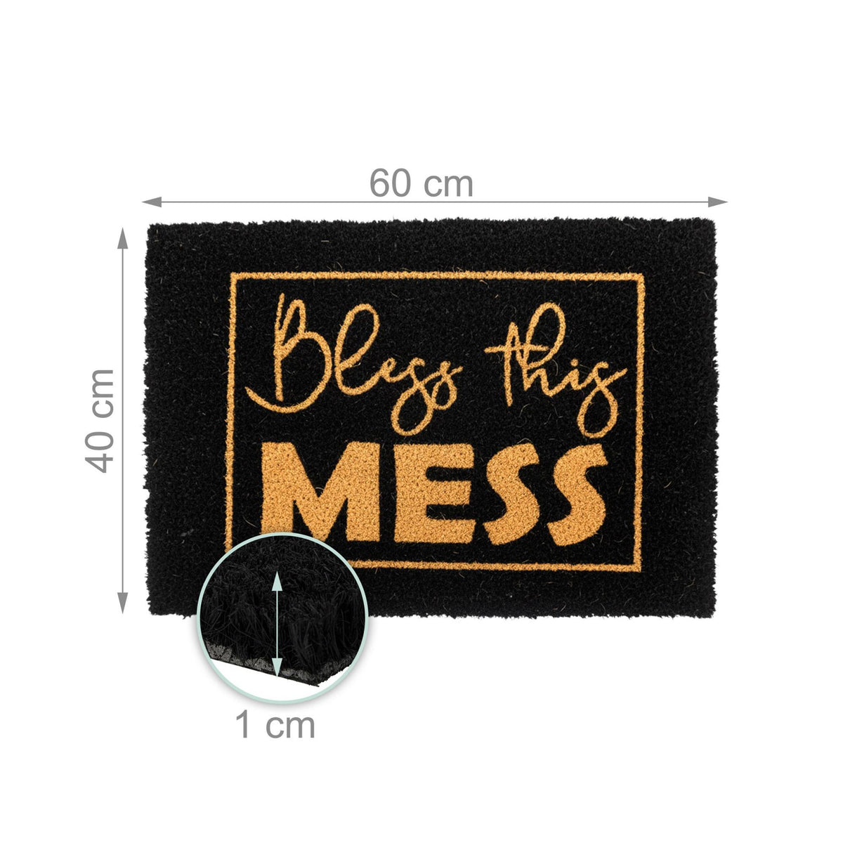 Coconut Doormat with Humorous Saying, 60x40 cm, Non-Slip