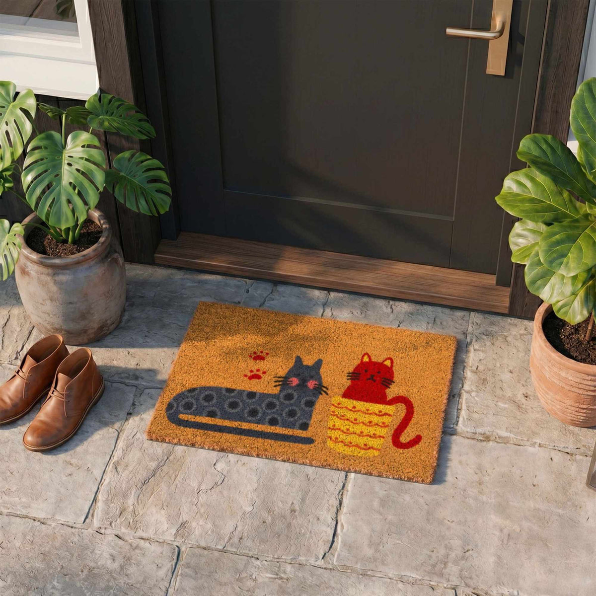 Coconut Fibre Animal Doormat, 60x40 cm, Non-Slip
