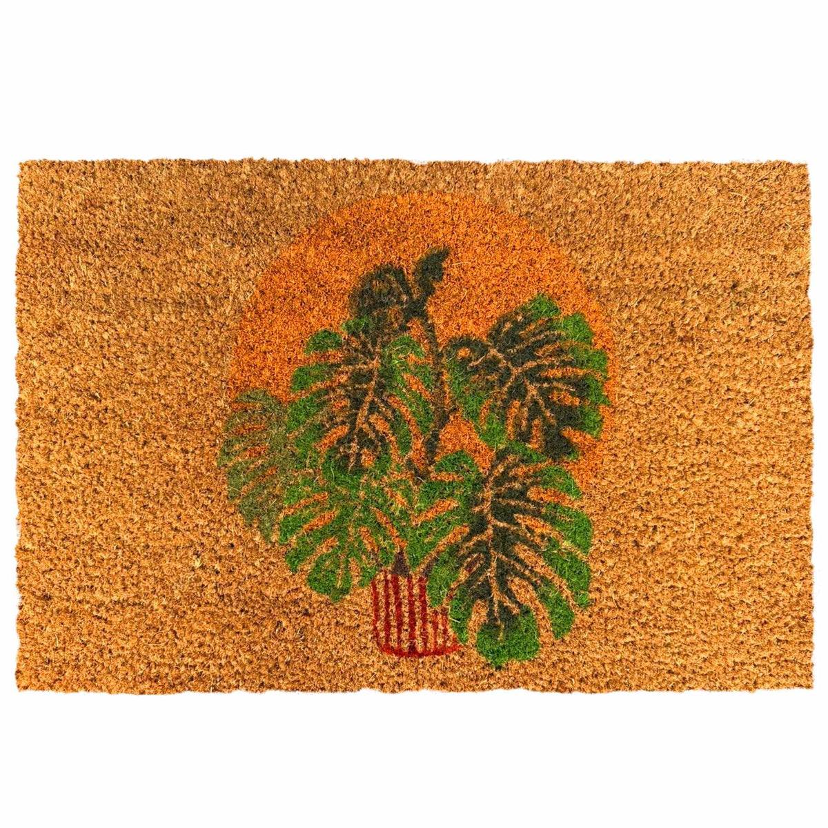 Coconut Fibre Doormat, Botanical Design, 60x40 cm