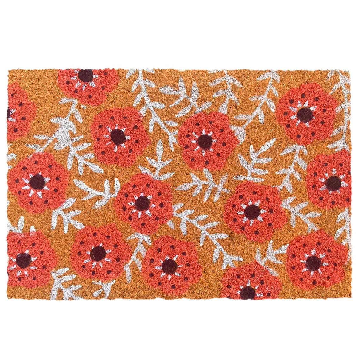 Coconut Fibre Doormat, Botanical Design, 60x40 cm
