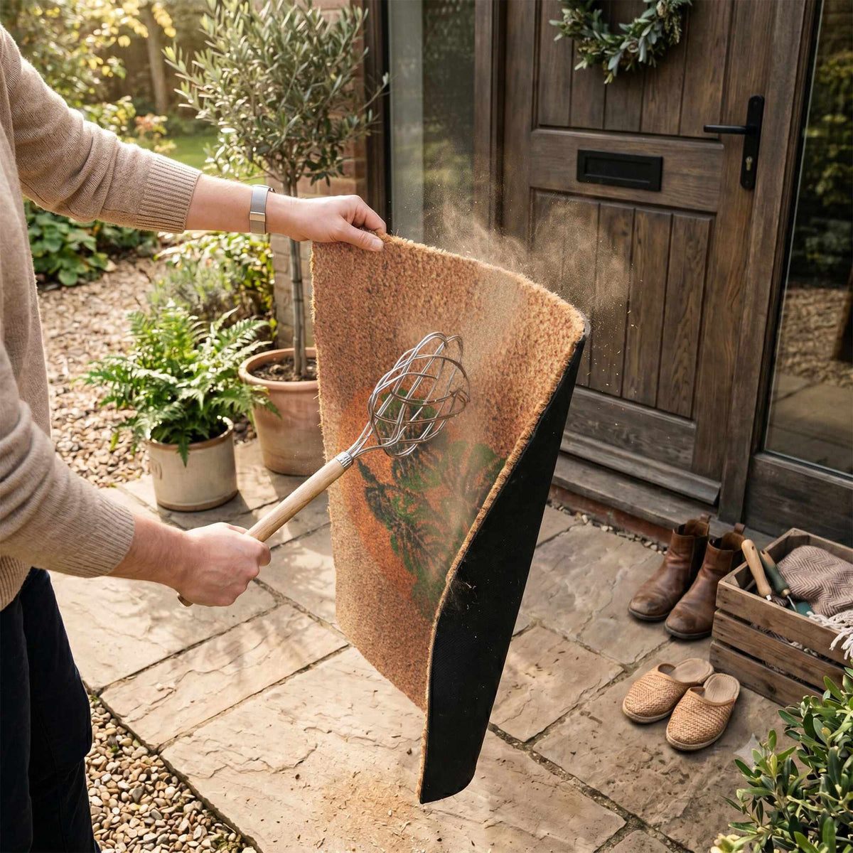 Coconut Fibre Doormat, Botanical Design, 60x40 cm
