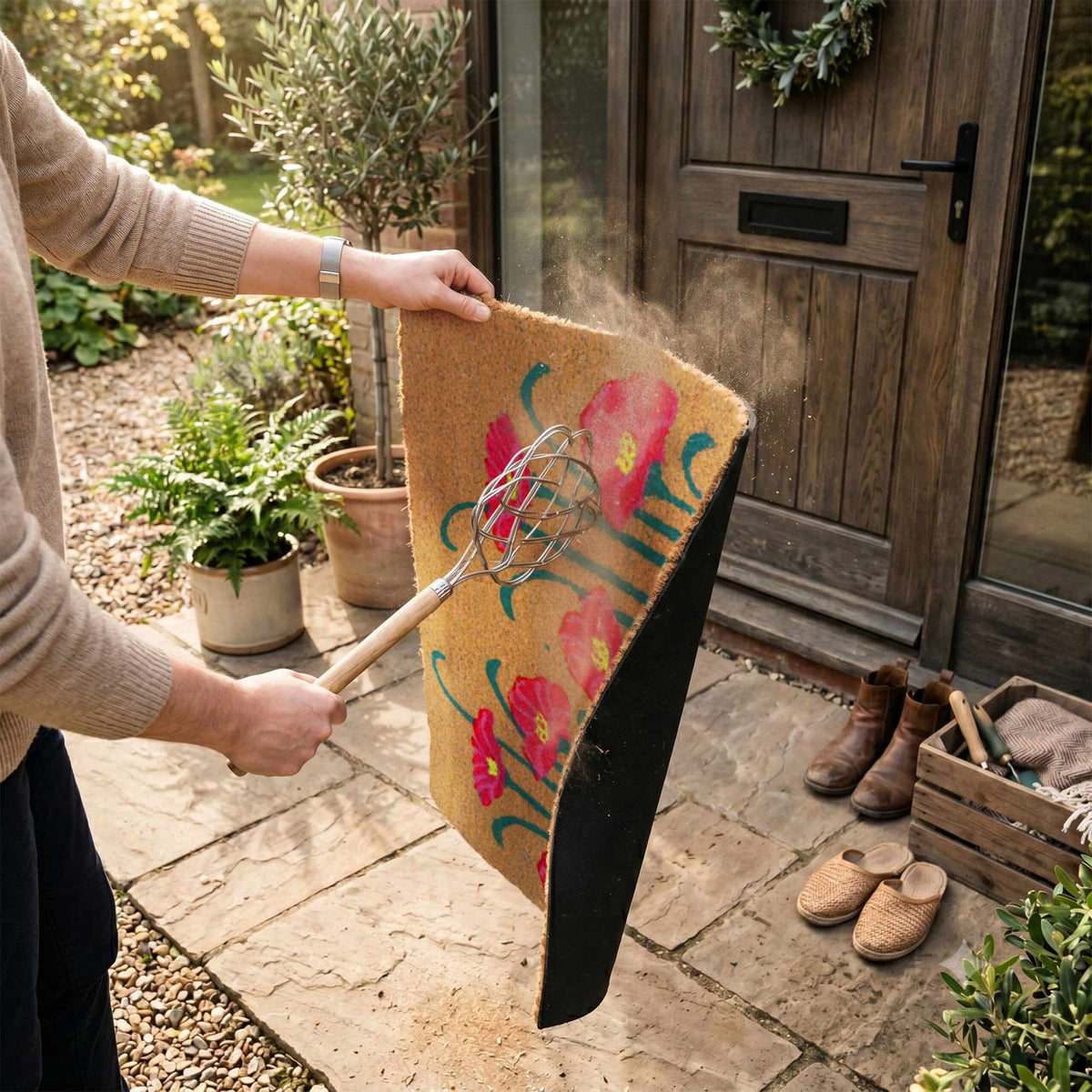 Coconut Fibre Doormat, Botanical Design, 60x40 cm
