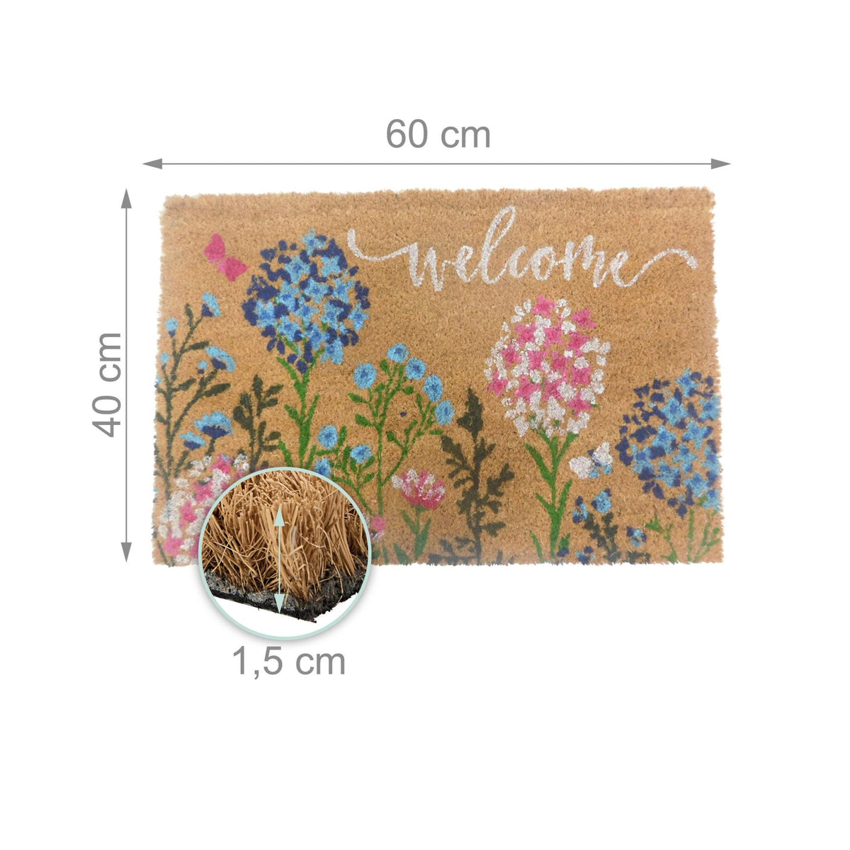Coconut Fibre Welcome Mat – Non-Slip, Indoor/Outdoor Use