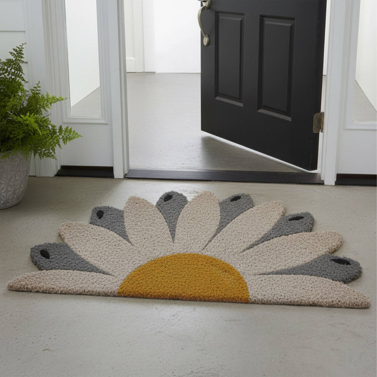 Coconut Half-Round Doormat, 80x50 cm, Non-Slip